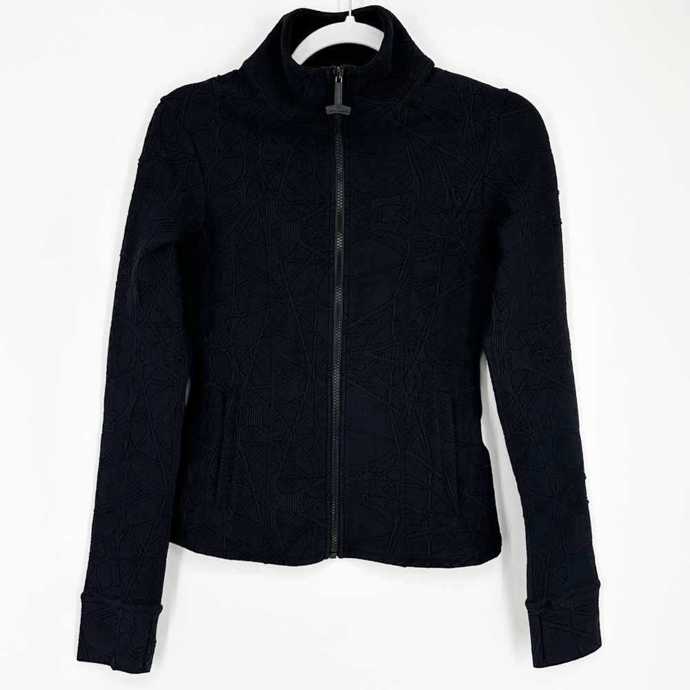 Devon Windsor Seline Textured Full Zip High Neck Athletic Work Out Jacket